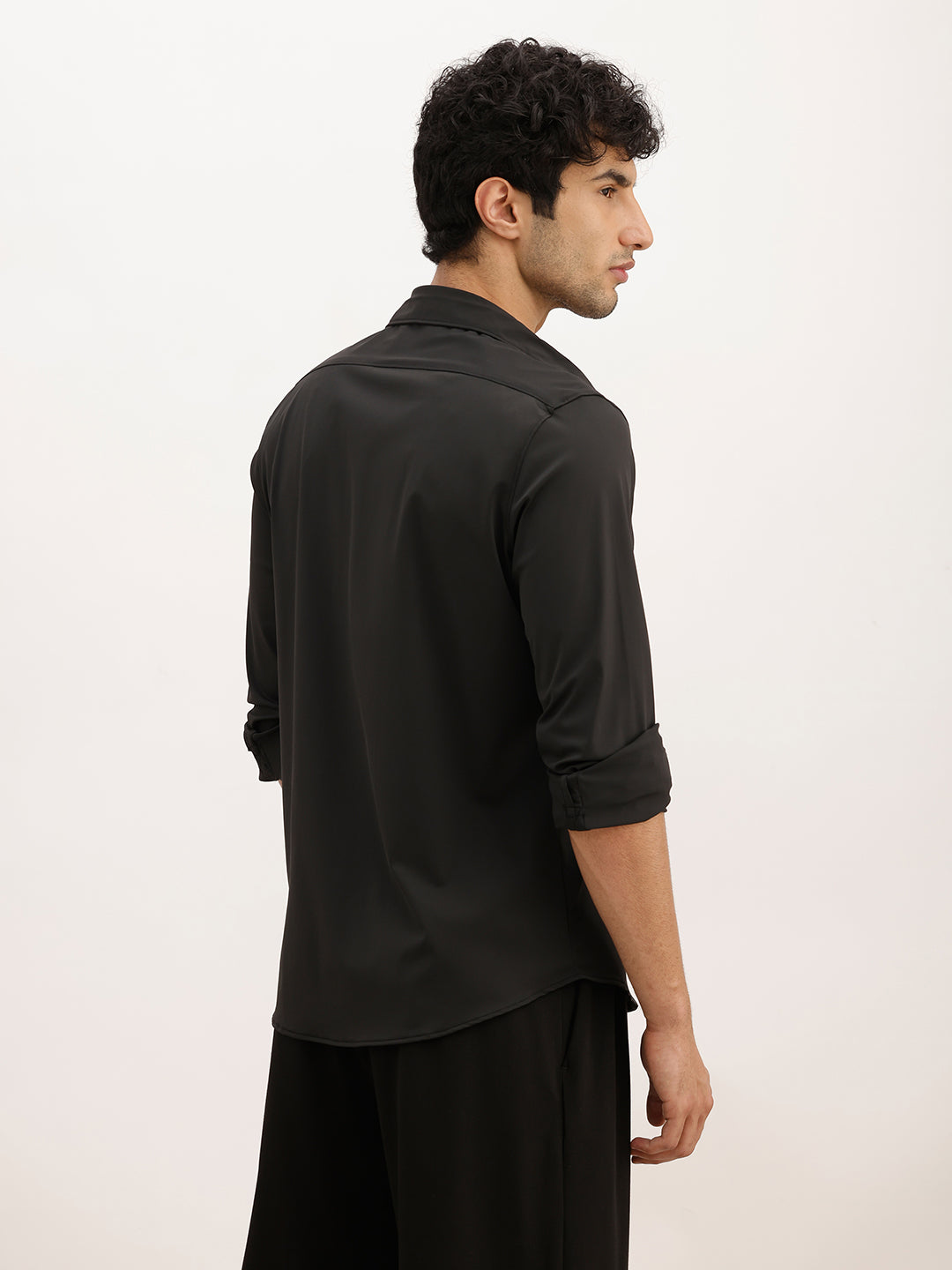 Solid Slim Fit Performance Stretch Shirt | Black