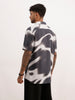 Slim Fit AOP Half Sleeve Shirt | Black | WSH02HSSL0155S