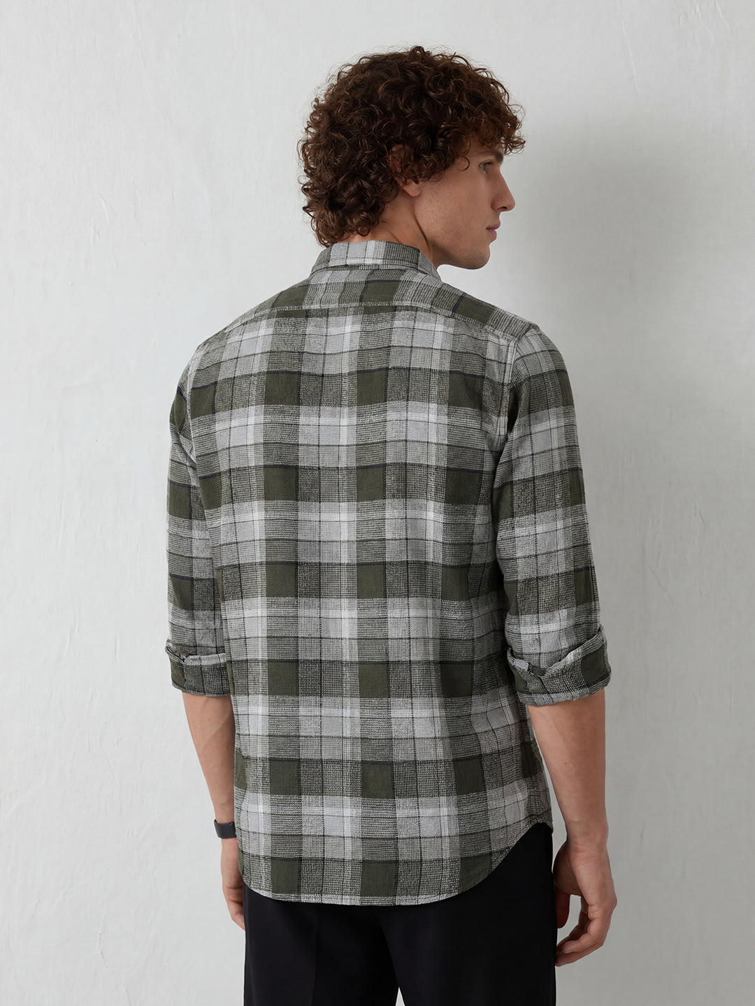 Classic Regular Fit Checkered Shirt | Olive