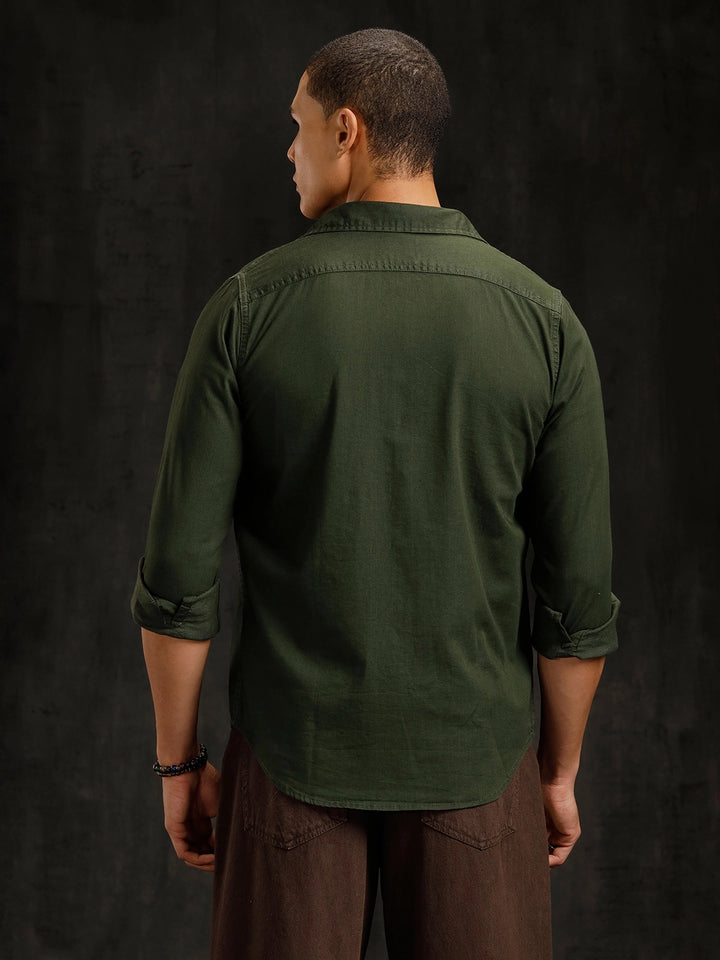 Double Pocket Overdyed Shirt | Olive