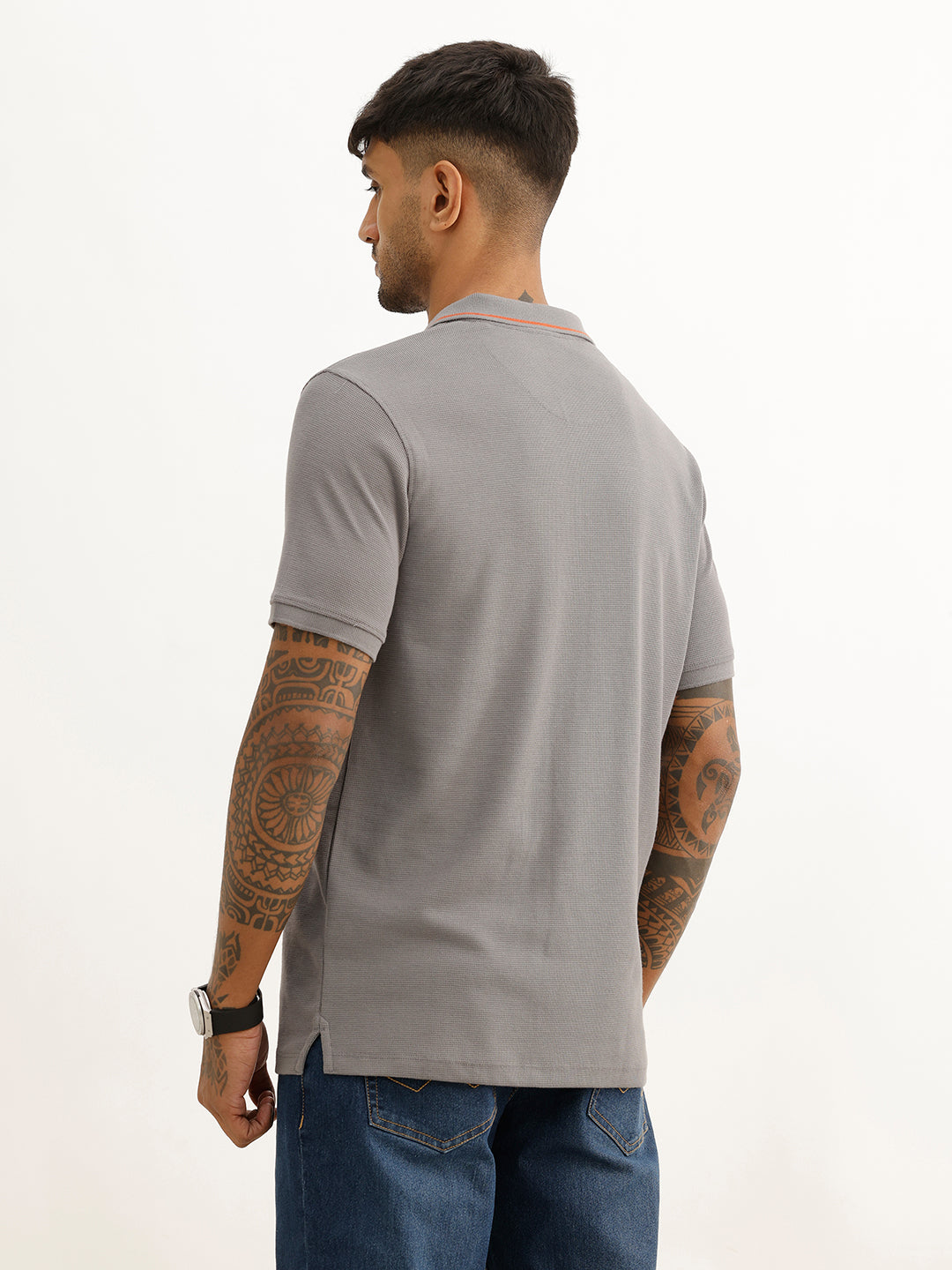 Classic Slim Fit Tipping Collar Polo T-Shirt | Grey