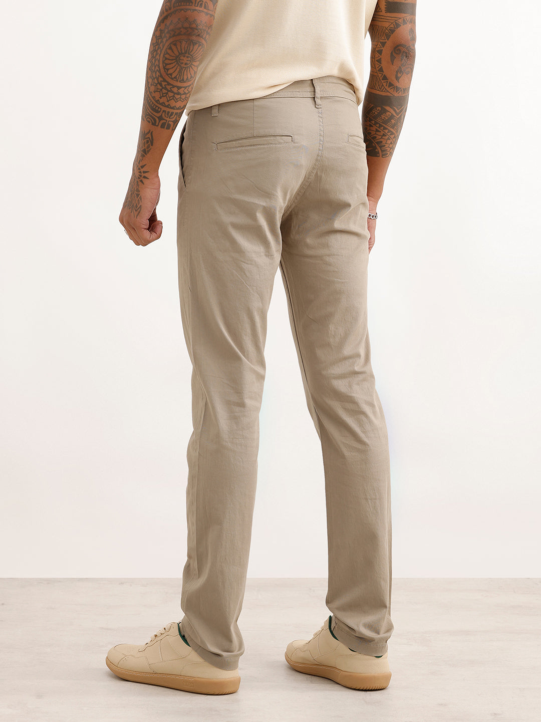 Solid Slim Fit Pleated Trouser | Grey