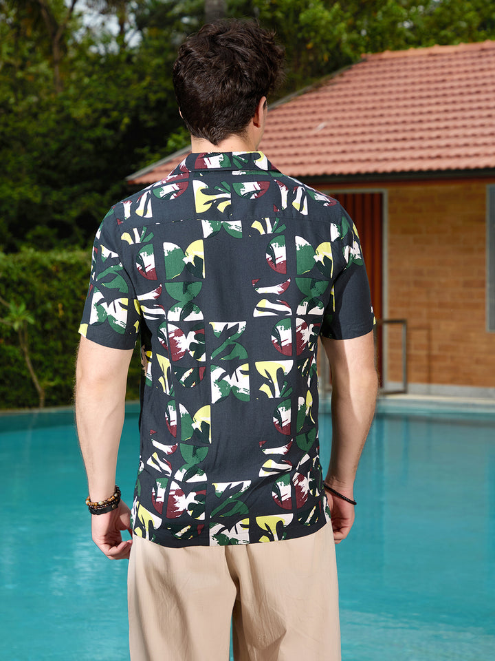 Fluid AOP Viscose Shirt | Black