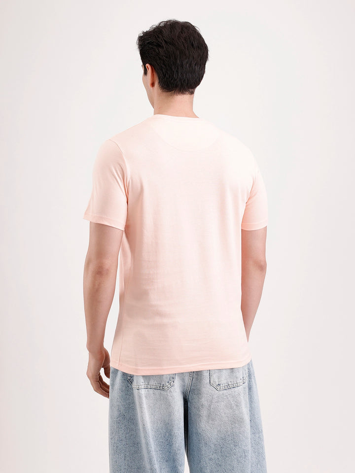 Classic Emroidered Patch T-Shirt   |  Peach