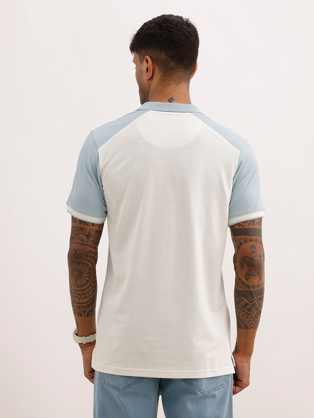 Classic Contrast Sleeves Polo T-Shirt | White | WWTS312F