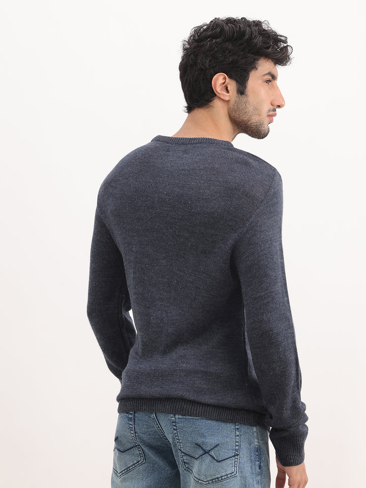 Classic Jacquard Full Sleeve Sweater | Grey