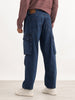 Solid Loose Fit Cargo Denim Jeans | Dark Blue