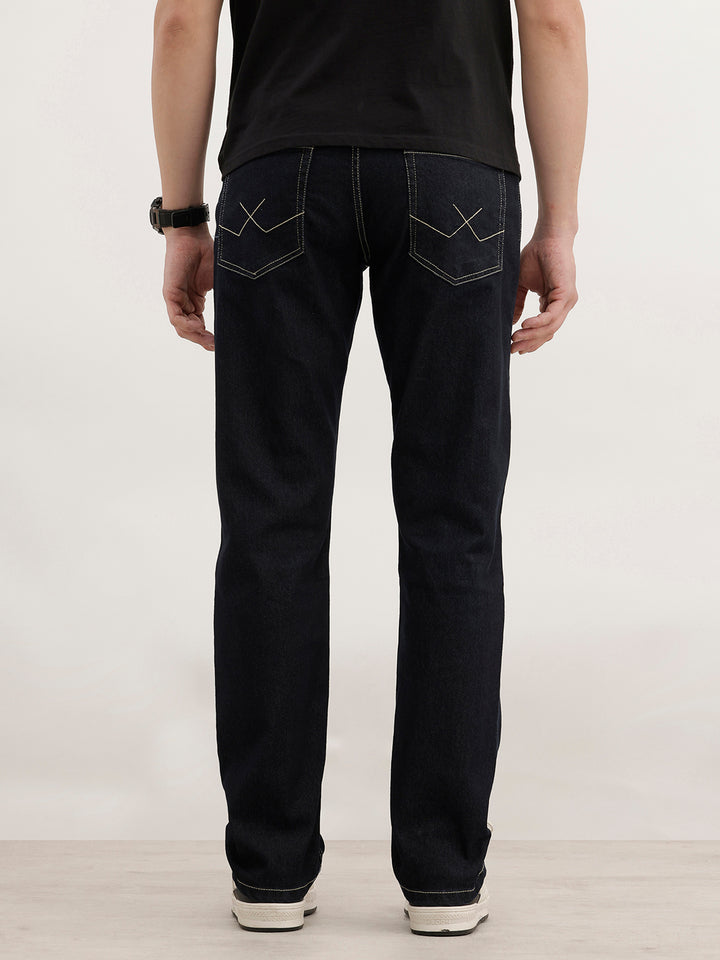 Straight Fit Solid Denim Jeans  | Dark Blue