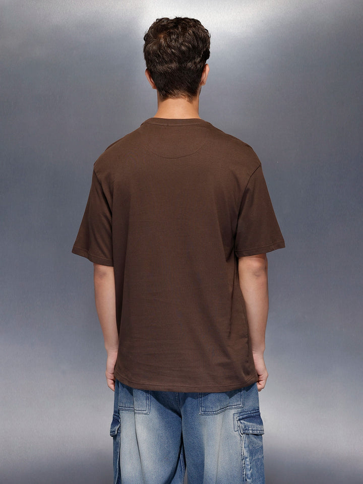 Men’s oversized graphic print t-shirt | Brown