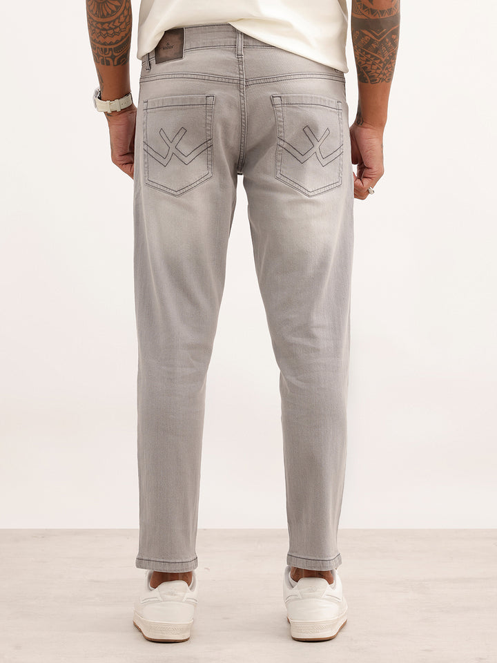 Faded Skinny Crop Denim Jeans | Grey