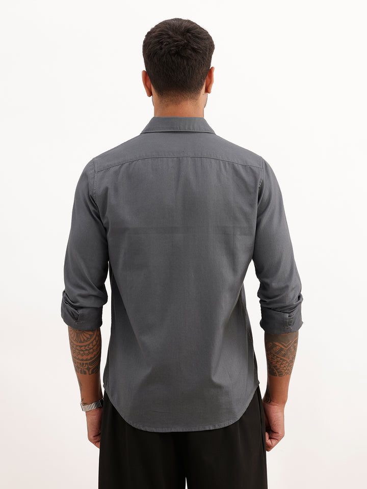 Solid Regular Fit Full Sleeve Shirt | Grey