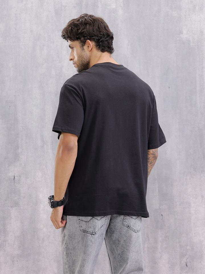 Casual Look Oversized Fit T-shirt With Embroidery And Chain Stitch Detail | Black