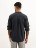 Textured Slim Fit Mandrin Collar Shirt | Navy Blue