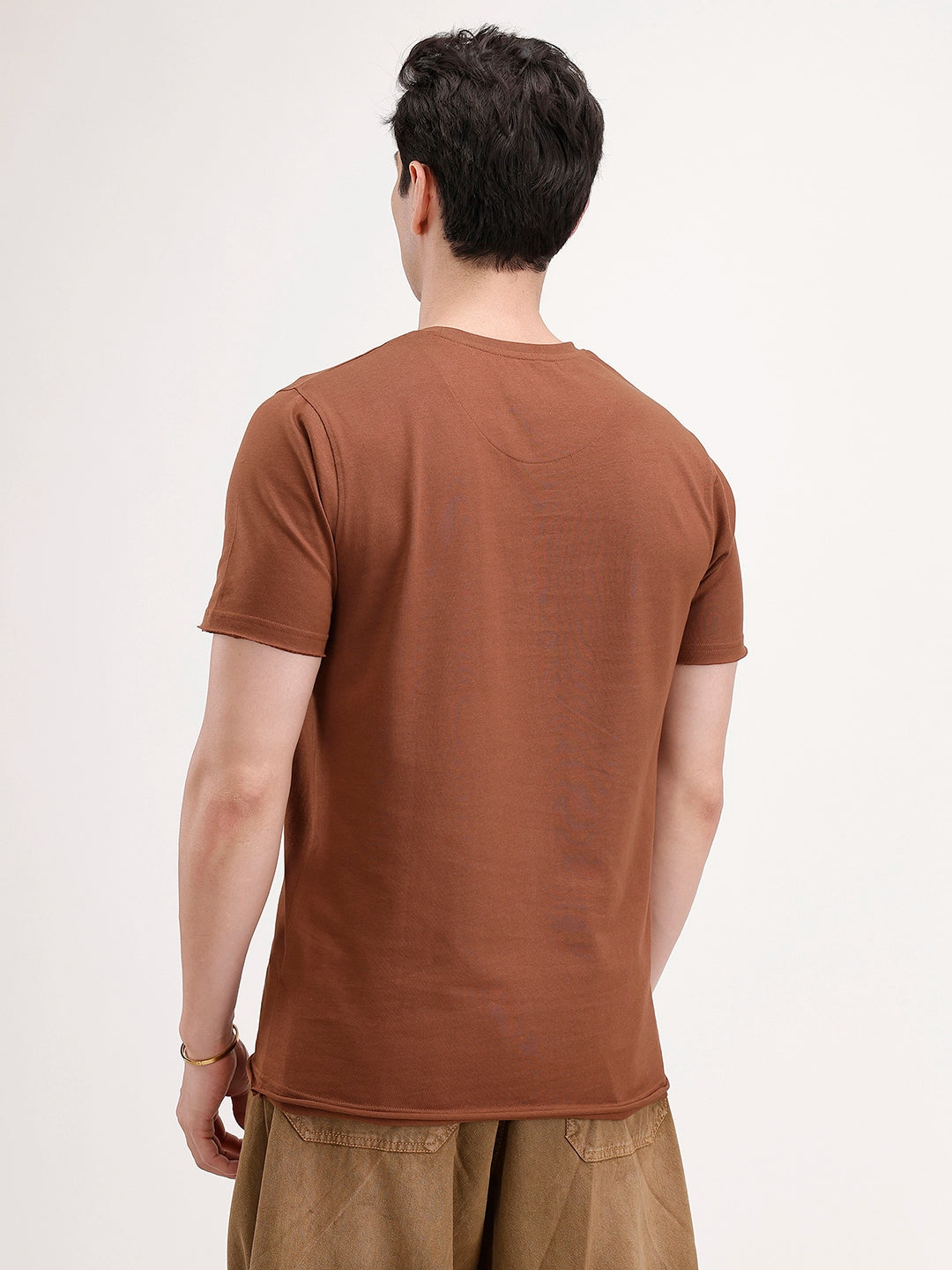 Slim Fit Emroidered T-Shirt | Brown