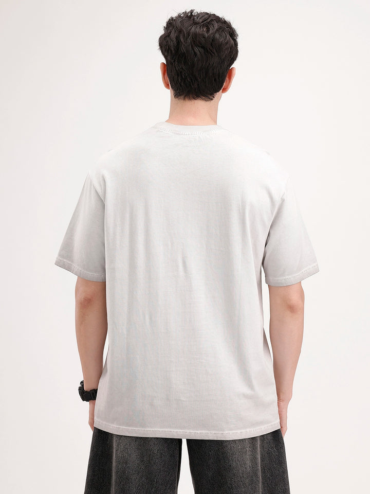Oversized Front Printed T-Shirt | Grey