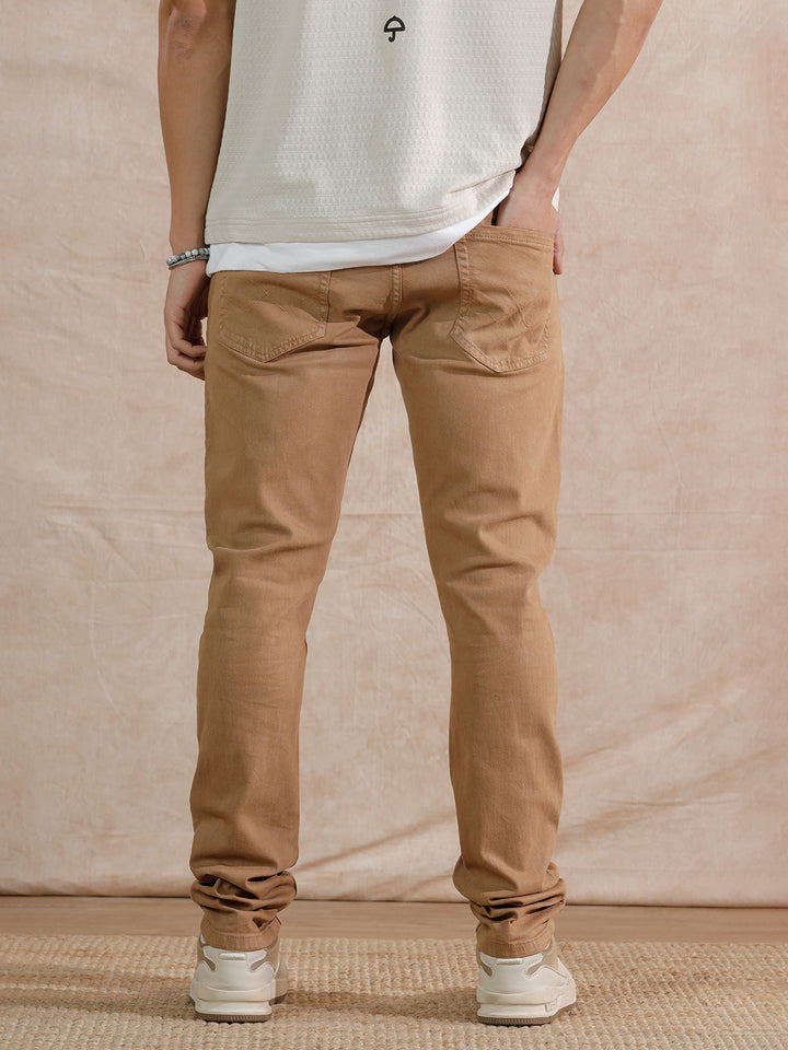 Solid Light Fade Slim Fit Jeans  | Khaki