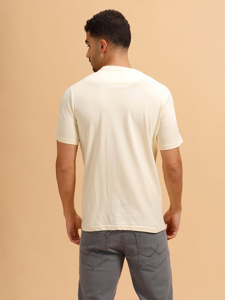 Printed Slim Fit T-Shirt | Beige
