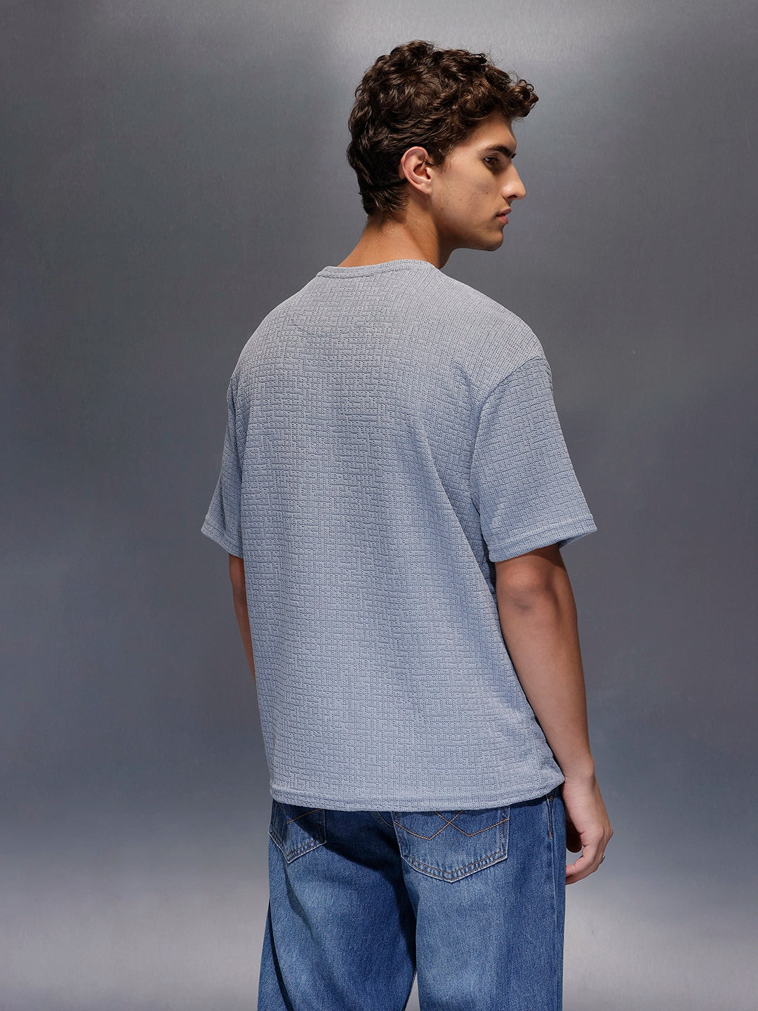 Men's Textured Oversized T-shirt  |  Grey