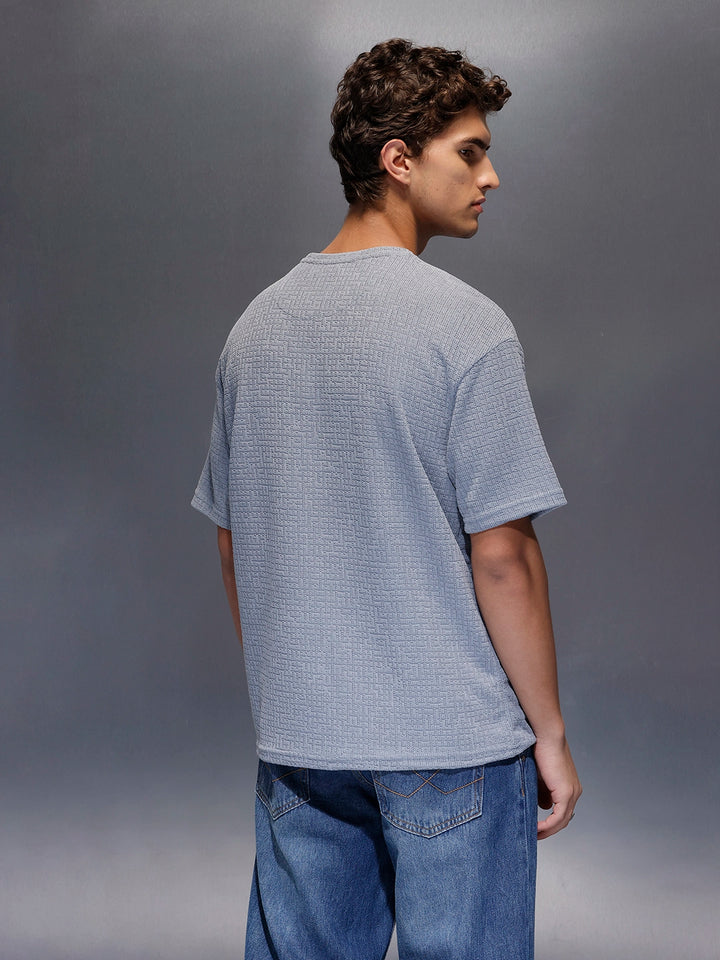 Men's Textured Oversized T-shirt  |  Blue