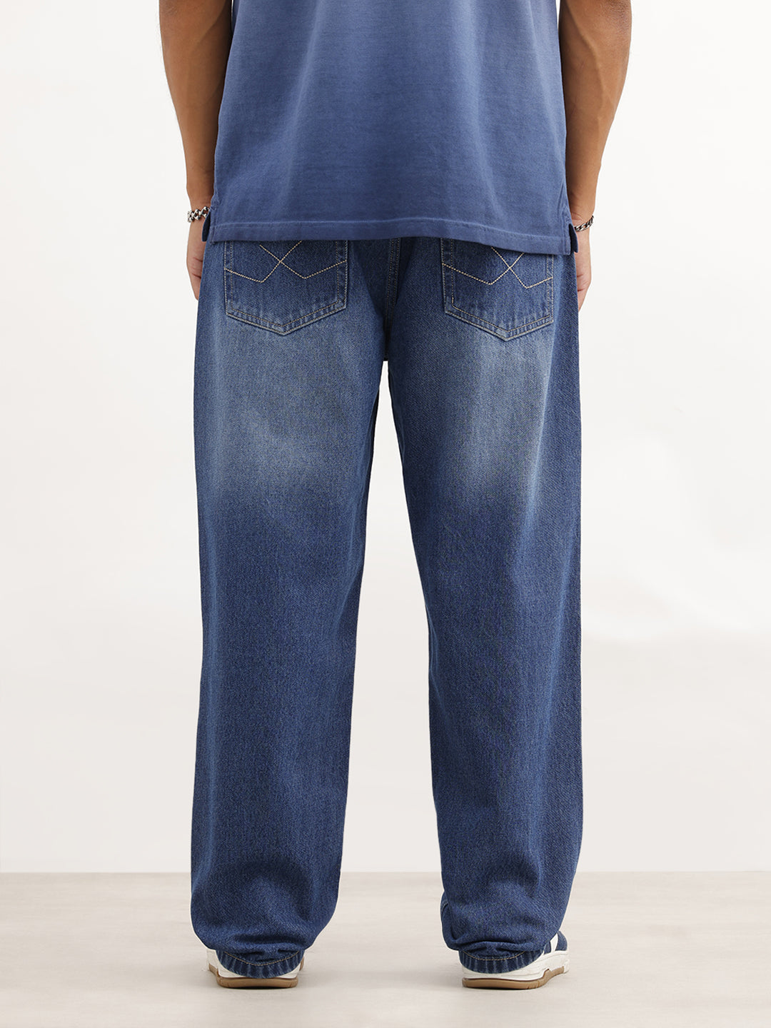 Faded Loose Fit Denim Jeans | Blue