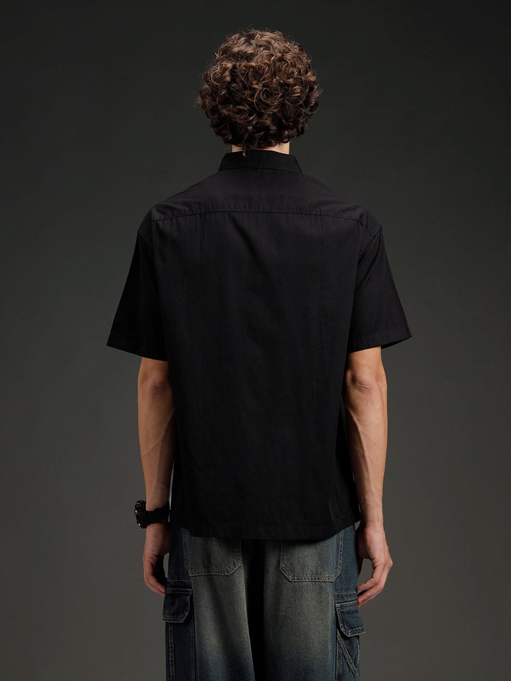 Men's casual colourblock oversized fit shirt | WHITE AND BLACK