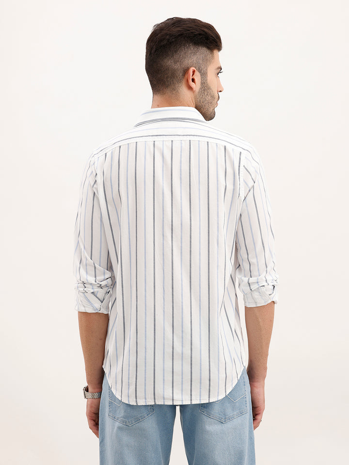 Slim Fit Striped Shirt | White