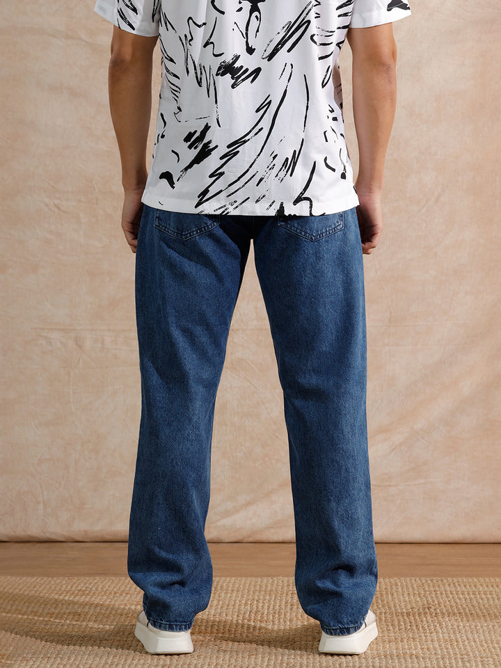 Solid Heavy Fade Anti Fit Jeans | Blue