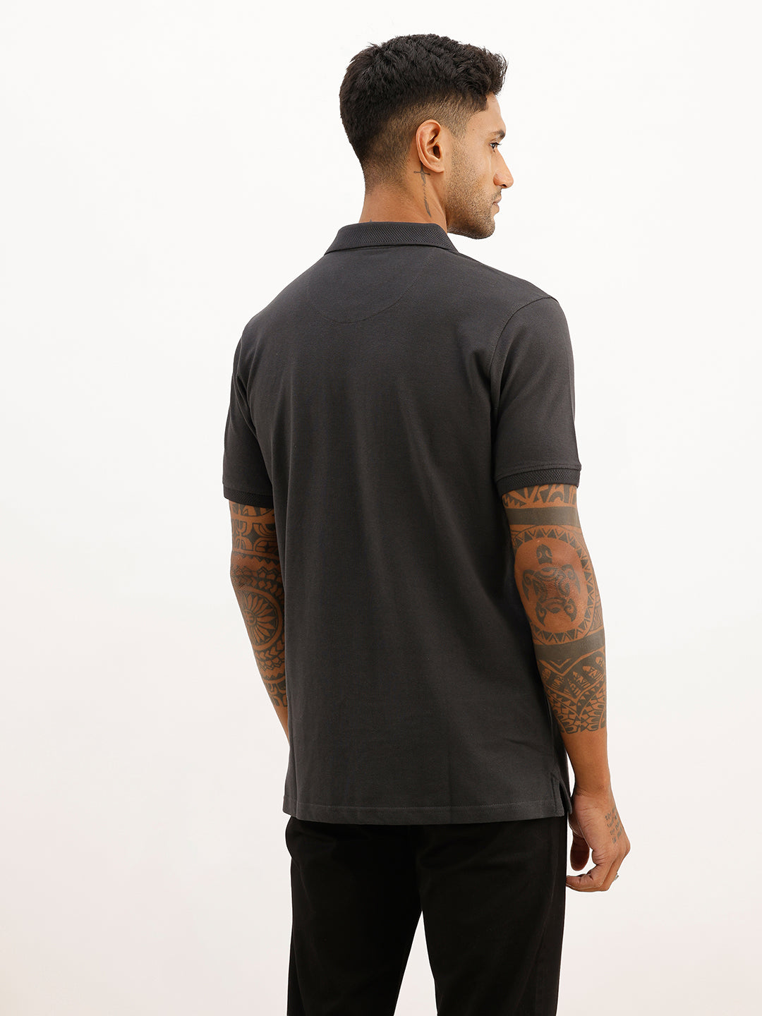 Classic Embroidered Patch Polo T-Shirt | Grey