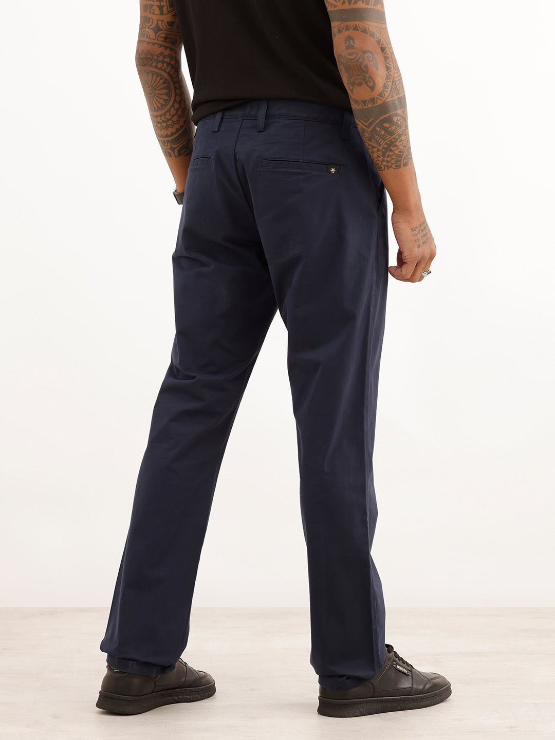 Straight Fit Solid Trouser | Navy Blue