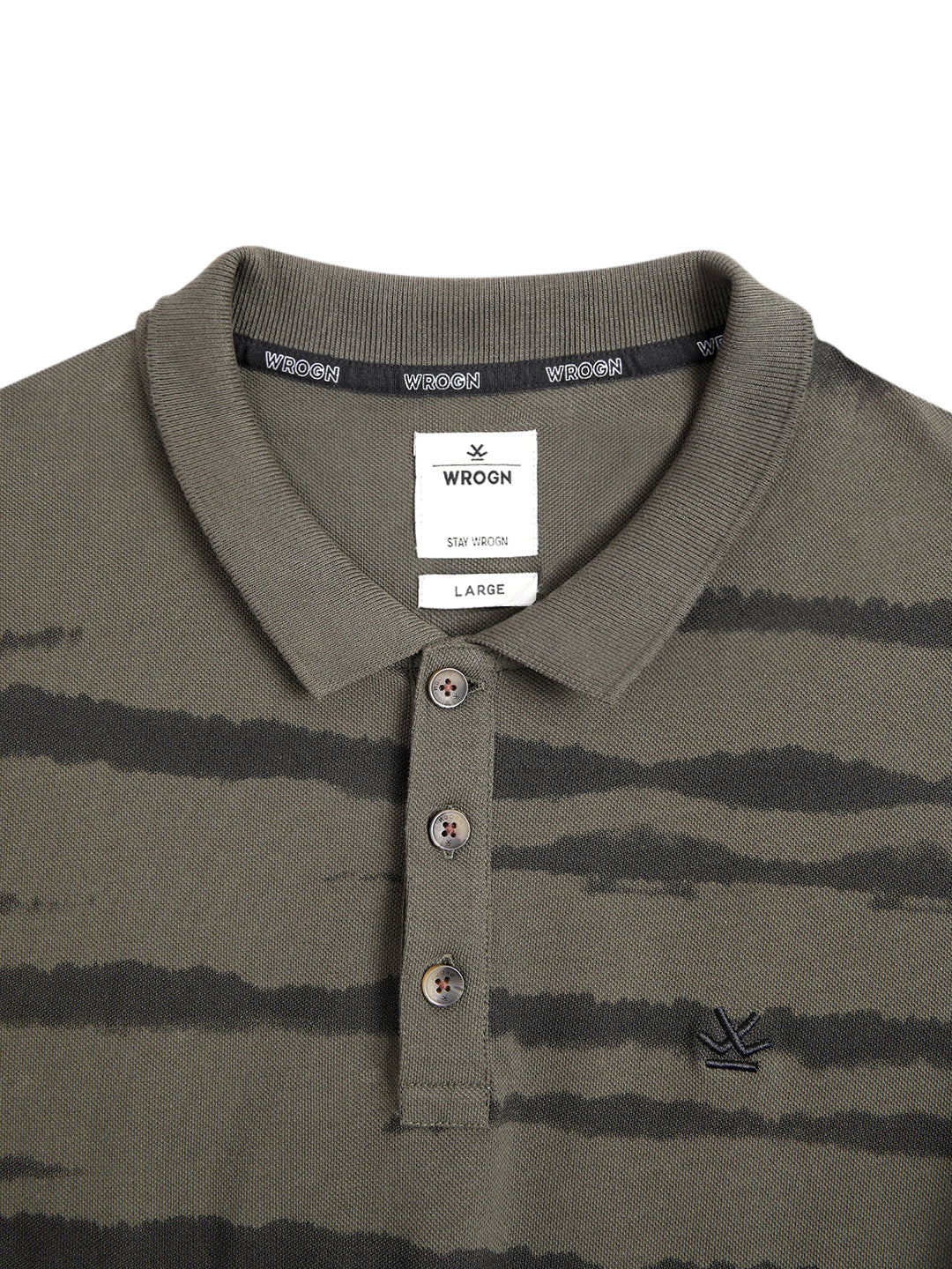 Classic Olive Abstract Printed Polo T-Shirt