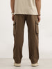 Solid Loose Fit Cargo Trouser | Khaki
