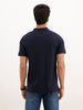 Solid Placement Printed Polo T-Shirt | Navy Blue