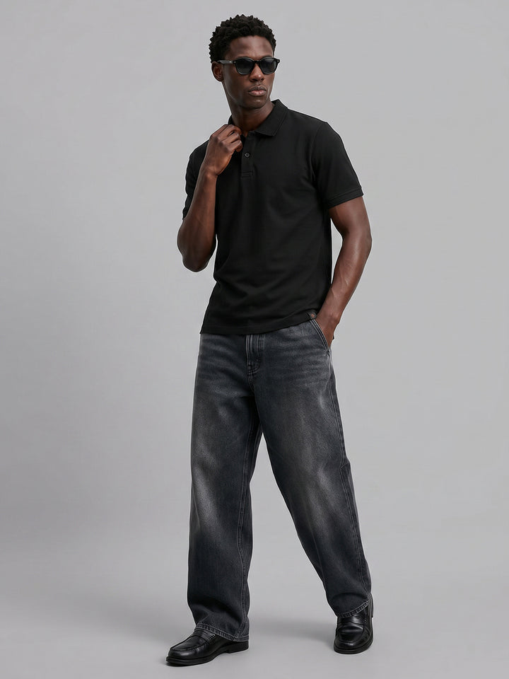 Essential Supima Polo T-Shirt |Black