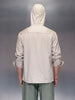 Men's casual hooded half-placket shirt with hood | Beige