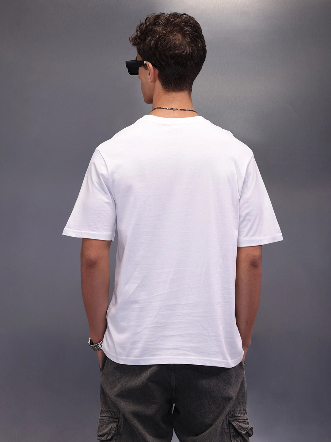 Placement Printed Oversized T-Shirt | White