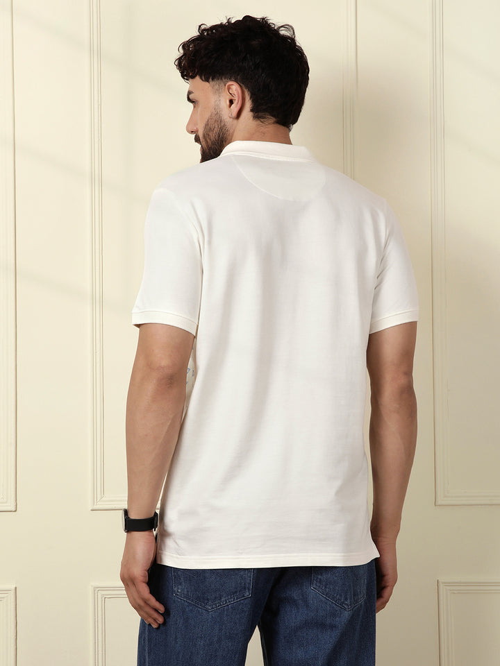 Casual Ombre Printed Polo T-Shirt | Off White