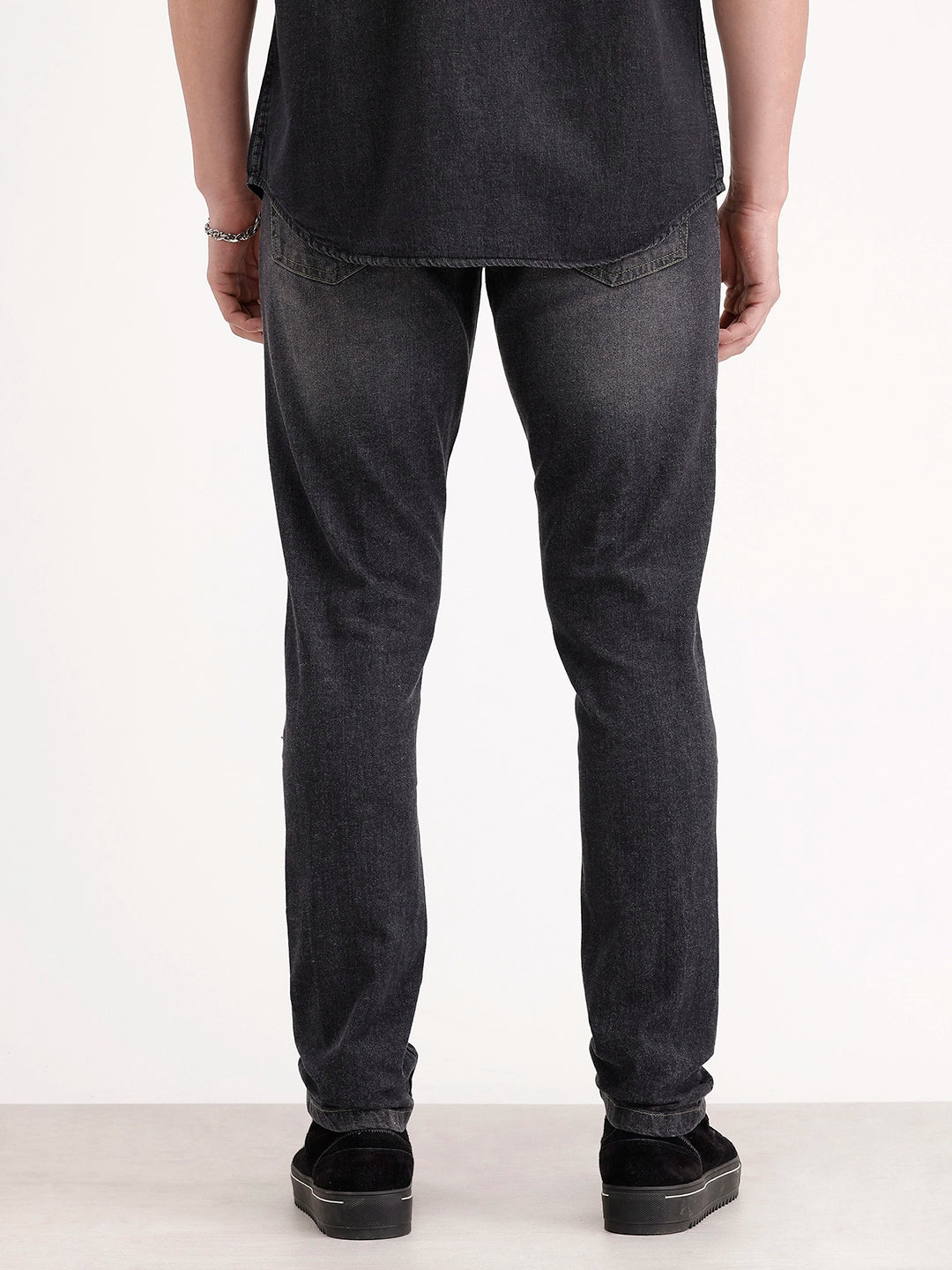 Faded Slim Fit Denim | Dark Grey