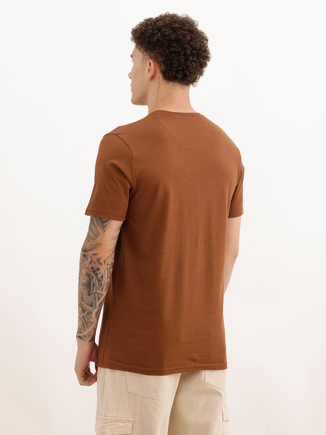 Slim Fit Placement Printed T-Shirt | Brown | WTS02HSSL1346S