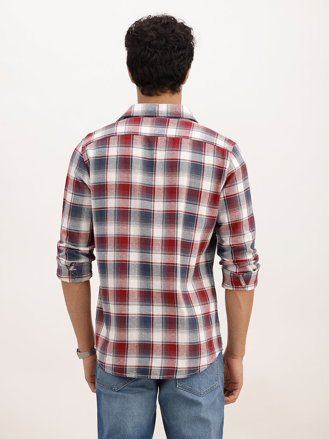 Slim Fit Checkered Full Sleeve Shirt | Brown