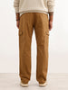 Solid Straight Fit Cargo Trouser | Brown