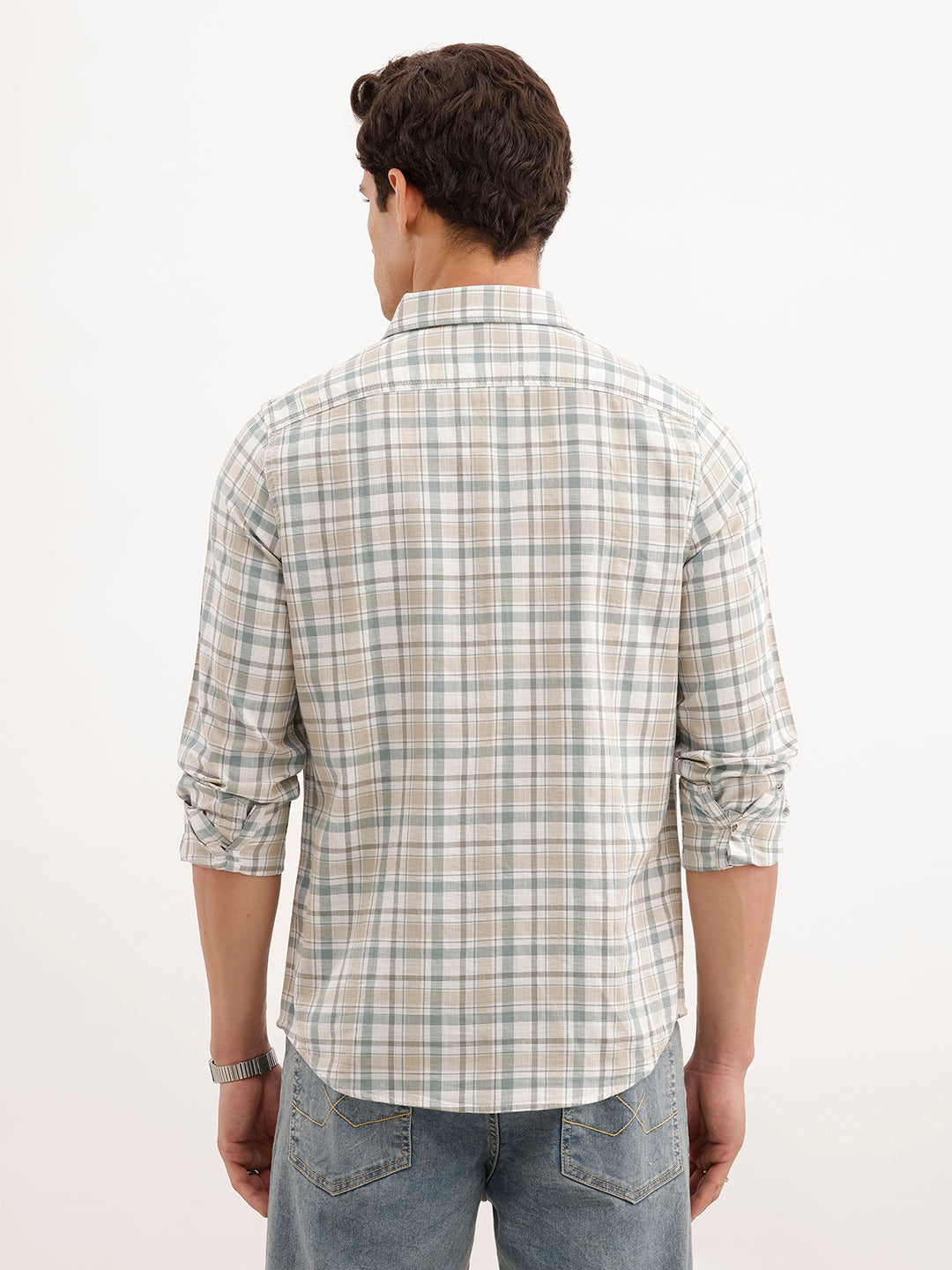 Regular Fit Checkered Shirt  | Teal