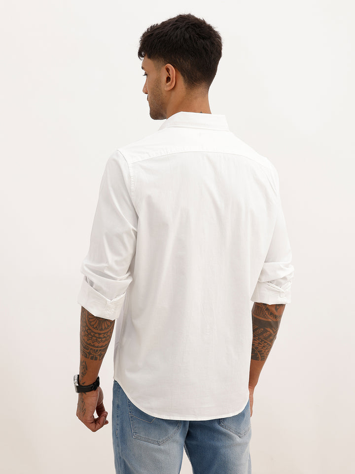 Solid Regular Fit Full Sleeve Shirt | White