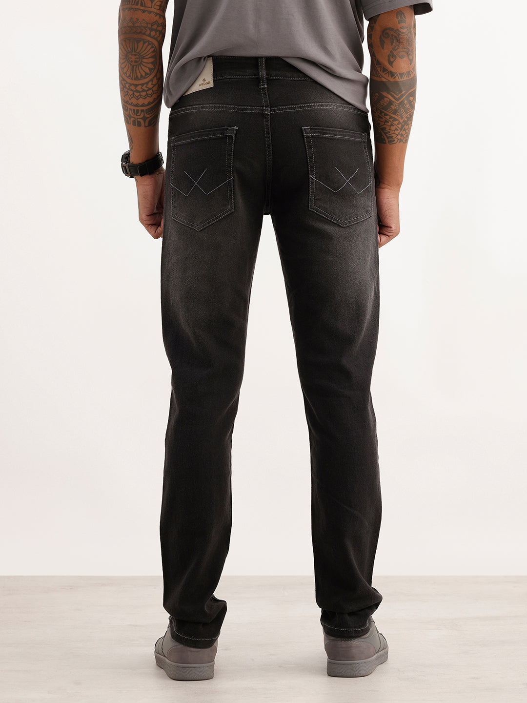 Washed Slim Fit Denim Jeans | Black
