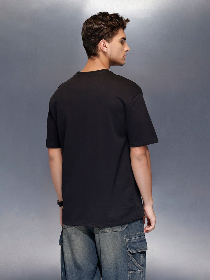 Men’soversize statement print t-shirt | Black