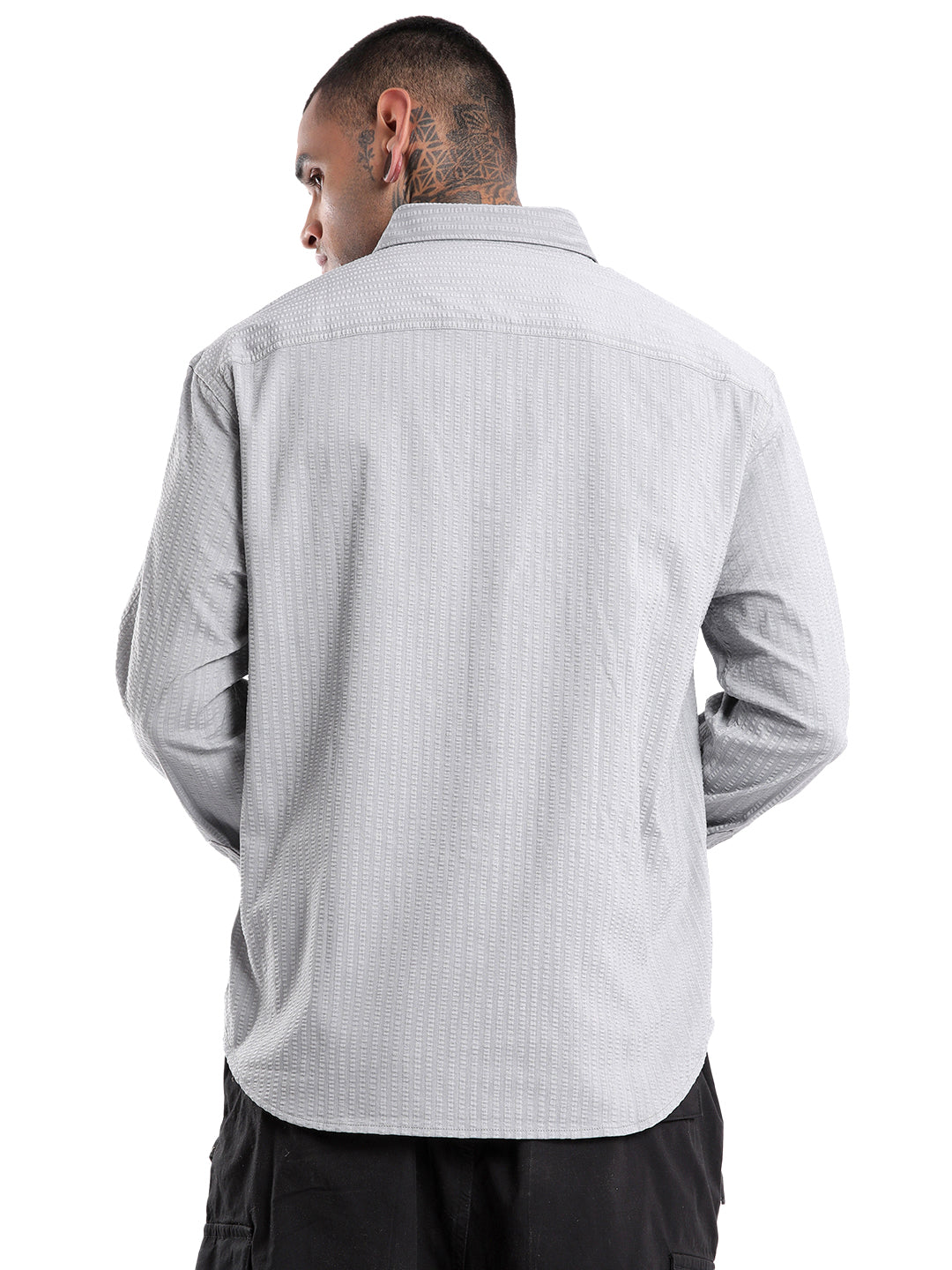 Textured Grey Comfort Fit Shirt