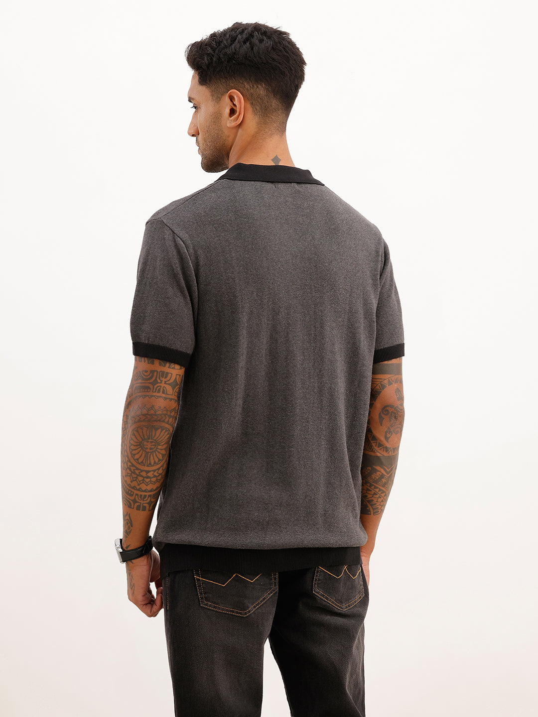 Regular Fit Flat Knit Polo T-Shirt | Blue