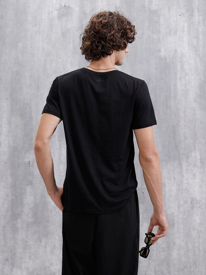 Printed Slim Fit T-Shirt | Black