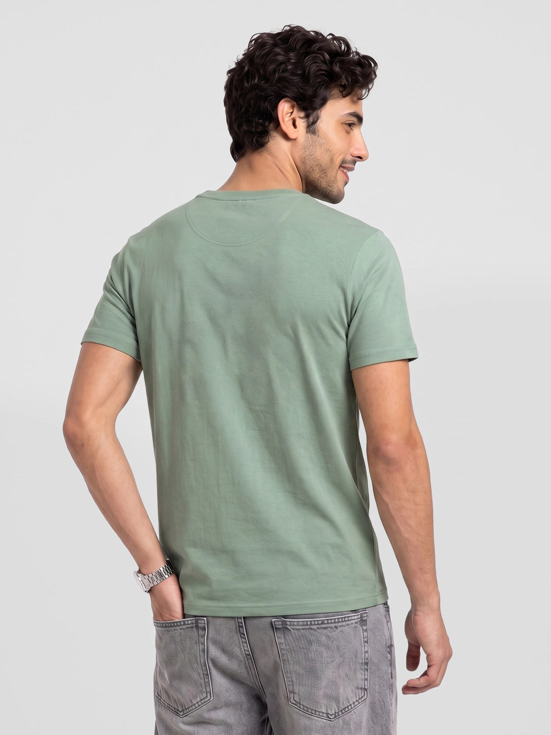 Slim Fit Placement Printed T-Shirt | Green