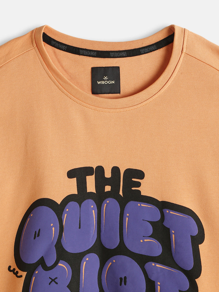 Puff Print Oversized Fit T-Shirt | Light Orange