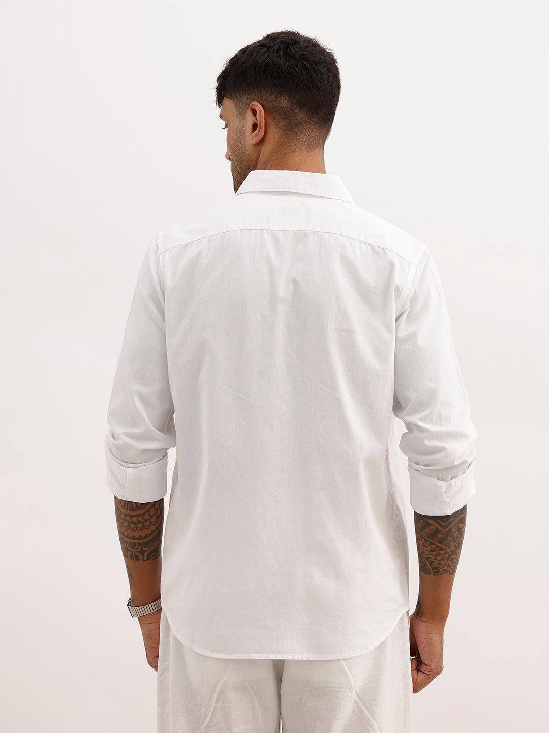 Solid Slim Fit 100% Cotton Shirt | White